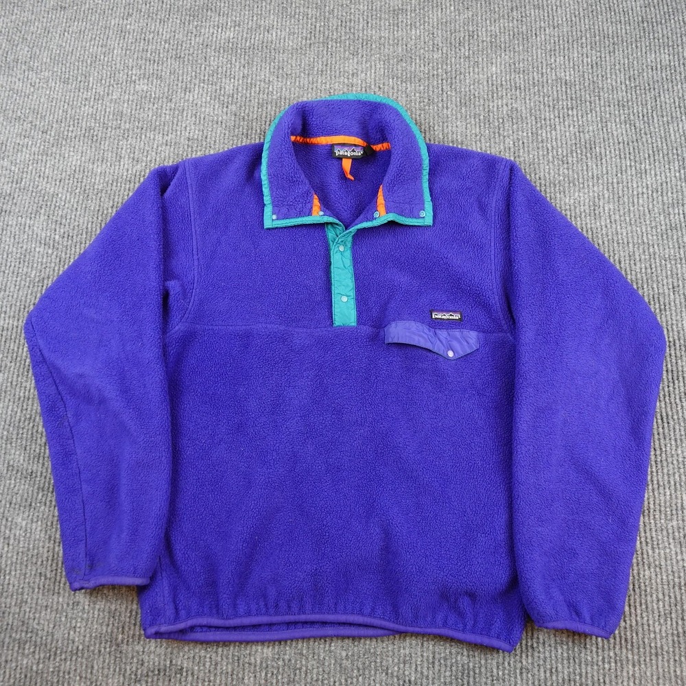 Vintage Patagonia Synchilla Jacket Mens Large Purple Teal Fleece USA Pullover 90